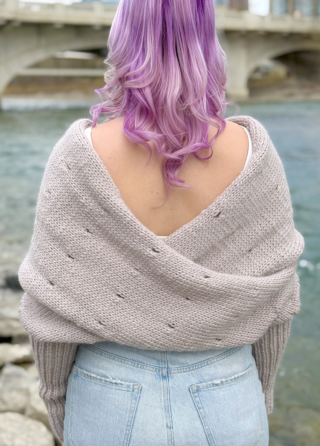 Easy Eyelet Sweater Scarf x @knitatude Kit - Petite Wool Version