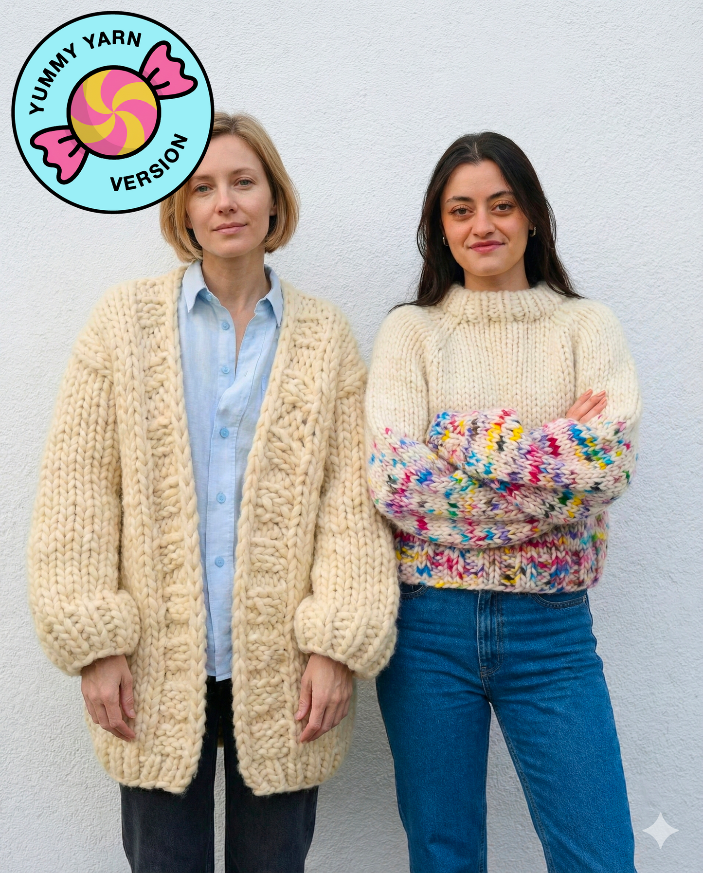 2 Kits Bundle | Simone Cardigan + Rainbow Sweater - Yummy Yarn Version