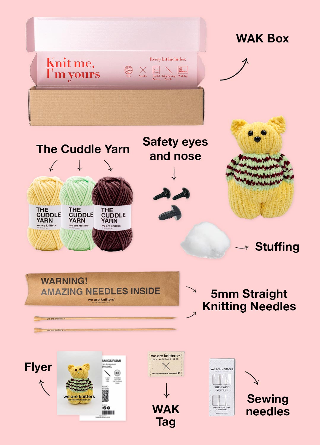 The Knitty Kitty - Mini Knitted Cat Kit - The Cuddle Yarn