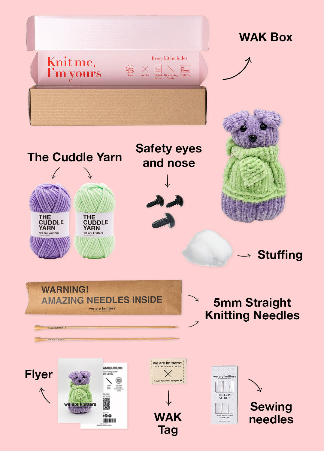 The Knitty Dog – Mini Knitted Dog Kit di livello facile – The Cuddle Yarn
