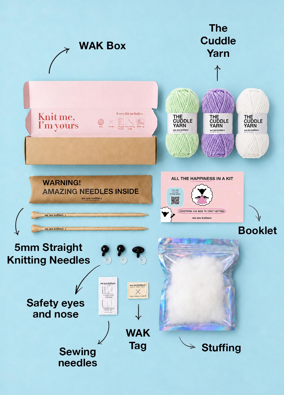 The Knitty Bunny - Mini Knitted Bunny Kit di livello facile - The Cuddle Yarn