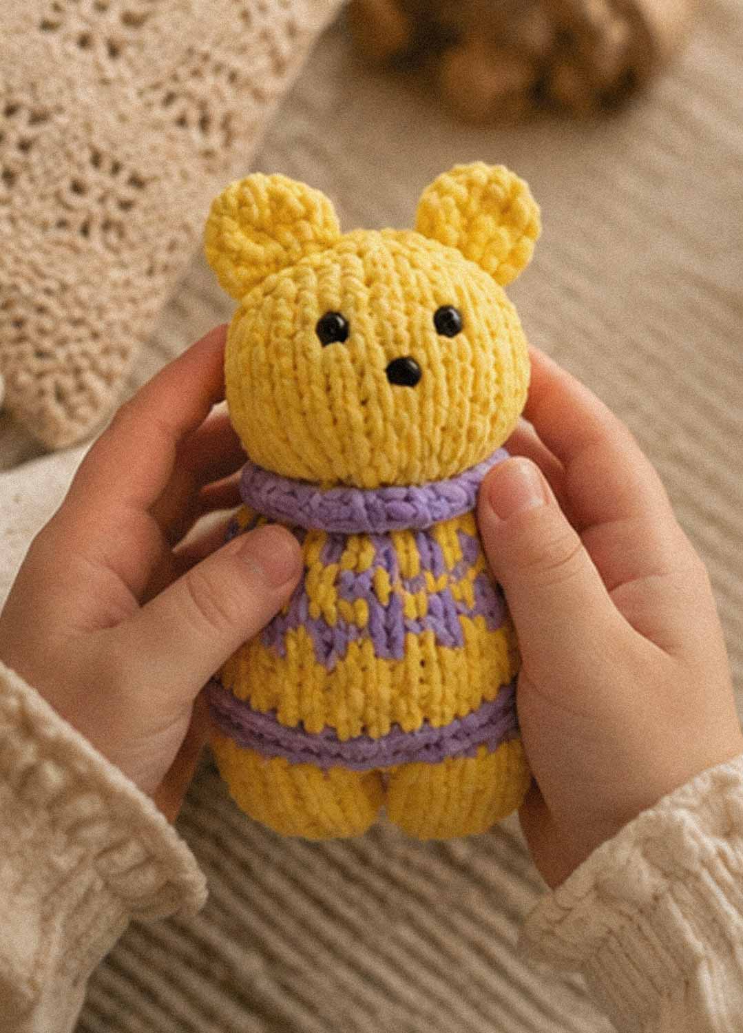 The Knitty Bear - Mini Knitted Bear Kit di livello facile - The Cuddle Yarn