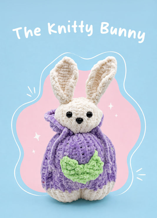 The Knitty Bunny - Mini Knitted Bunny Kit di livello facile - The Cuddle Yarn