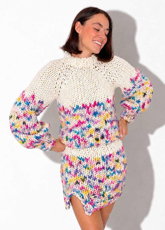 The Rainbow Skirt & Sweater Set Kit x @paula.on.knits – Versione The Yummy Yarn